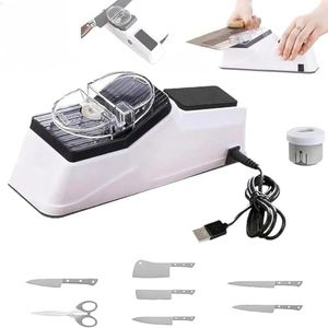 USB Electric Knife Sharpener, with Replacement Grinding Tools, Double Sided Knife Sharpener, Stable Non-Slip Base, Quick Sharpening & Polishing (1Set)