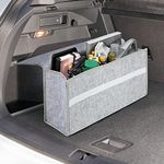 House of Quirk Car Trunk Organizers Large Anti Slip Car Trunk Compartment Boot Utensils Storage Organizer Utility Tool Bag (Big Light Grey) (Felt)