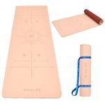 WiseLife Dual Layer TPE Yoga Mat with Alignment Lines + Carry Strap for Women and Men | Non-Slip Textured Extra Wide & Thick | Pro Balance TPE Exercise Mat For Home, Pilates, Gym & Fitness (6MM,Peach Wine)