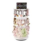 Pinzoveco Scrunchie Holder, 3 Tier Hair Accessories Organizer, Rotating Hair Tie Organizer with 36 Hooks Storage Display Scrunchie Organizer for Women and Girls, White and Gold