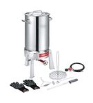 CONCORD Heavy Duty Stainless Steel Deluxe Turkey Fryer Kit with Titan Burner, Rack, Slicer, Hook, Thermometer, Crawfish Boil, and more (Turkey Fryer Kit + Titan Burner)