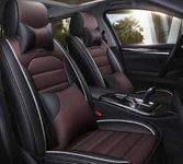 3D FRONTLINE PU Leather Car Seat Cover Wine-Black Compatible with Tata Manza