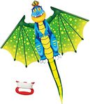 YongnKids Dinosaur Kite for Kids Age 4-8 8-12, Large Kite for Boys Adults Easy to Fly & Assemble, Beach Kites with 328ft Kite String,Perfect for Beach Trip Park Family Activities Outdoor Games