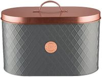 Typhoon Henrik Grey Coated Steel Bread Bin With Copper Lid, 7.5 L