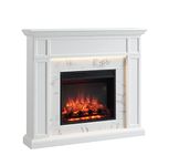 FLAMME Beaumont 48" Electric Fireplace Suite with White Surround and 2kW Heater