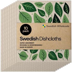 Swedish Wholesale Swedish DishCloths for Kitchen- 10 Pack Reusable Paper Towels Washable - Eco Friendly Cellulose Sponge Microfiber Dish Cloths - Kitchen Essentials - Leaves