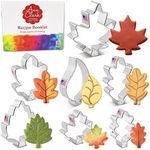 Fall Leaves Cookie Cutters 7-Pc. Set Made in The USA by Ann Clark, Oak, Teardrop, and Maple Leaf Shapes