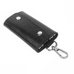 INSTABUYZ Key Wallet With 6 Key Chain Hooks Car Key Holder Key Pouch Leather Wallet, Black