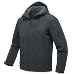 JHMORP Men's Outdoor Hiking Softshell Jacket Fleece Lined Full Zip Light Waterproof Work Jacket for Spring Fall Winter (Dark Gray,CA M)