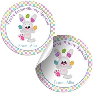 Some Bunny Special Easter Personalized and Custom Easter Stickers, Set of 40 2 inch Round Stickers for Gifts