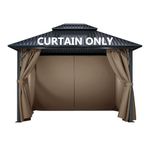 COWVIE Gazebo Curtain Replacement Universal 4-Panel Sidewalls 12' x 14', Patio Gazebo Privacy Curtains with Double Zipper, Replacement for Patio, Outdoor Canopy, Garden and Backyard (Curtain Only)