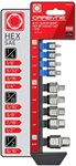 CARBYNE Super Short Low Profile Hex (Allen) Bit Socket Set - 9 Piece - SAE | 1/8" to 9/16", Internal Square Drive & External Hex Drive • From a Family-Run Tool Company Based in the U.S.A.