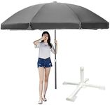 Dark Moon Garden Umbrella with Stand Outdoor Big Size 7ft Waterproof Heavy Duty Strong Garden Umbrella Black (D12)