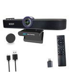 4X Digital Zoom 4K Webcam with Microphones and Speaker, TONGVEO ePTZ Web Camera with Remote Control and Dual Stereo Mics AI Auto Framing Conference Webcam for Zoom, Skype, OBS, YouTube