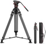 NEEWER LL36 78" Video Tripod with Fluid Head, One Step Fast Lock Carbon Fiber DSLR Tripod, Professional Heavy Duty Camera Tripod with Damping Adjustable, QR Plate Compatible with DJI RS