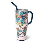 Swig Life 40oz Mega Mug, 40oz Tumbler with Handle and Straw, Extra Large Insulated Tumblers, Cup Holder Friendly Travel Mug (Bella Rosa)