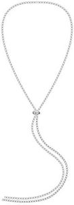 FAMARINE CZ Long Necklace, Rhinestone Bar Y Lariat Necklace Silver Tone for Christmas, Birthday