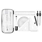Amazon Basics 10-Piece Math Kit - Includes Compasses, Graphite, Eraser, Sharpener, Protractor, Triangles, Ruler, and Carrying Box