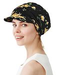 Alnorm Newsboy Cap for Women Summer Cancer Hat with Brim Yellow Black