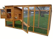 COCOON Large 8ft Chicken Coops Large Chicken Coop Hen House Ark Poultry Run Nest Box Rabbit Hutch Suitable For Up To 4 Birds - Integrated Run & Cleaning Tray & Innovative Locking Mechanism