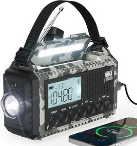 Mesqool Emergency Radio AM/FM/SW/NOAA Weather Radio, 12000 Battery Powered Rechargeable Hand Crank Solar Radio Flashlight Cell Phone Charger, SOS, Including Type-C Adapter Cord