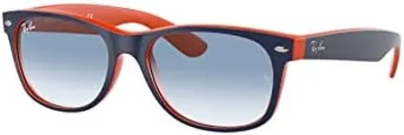 Ray-Ban RB2132 NEW WAYFARER Square Sunglasses For Men For Women + BUNDLE with Designer iWear Eyewear Kit (Blue on Orange/Crystal Lens Clear Gradient Blue)