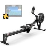 PASYOU Rowing Machine for Home Use - Commercial-Grade Rower Machine Foldable Air Rowing Machine with 10-Level Resistance, Bluetooth Backlit Monitor, Adjustable-Angle Device Holder - 350LBS Load