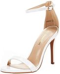 DREAM PAIRS Women's Karrie White Pat High Stiletto Pump Heeled Sandals Size 6.5 B(M) US