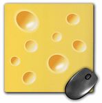 3dRose mp_58371_1 8 x 8 Yellow Swiss Cheese Slice Wedge Illusion - Funny Fun Silly Humorous Whimsical Humor Mouse Pad