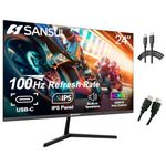 SANSUI 24 inch Monitor with Speakers, USB Type-C 100Hz FHD 1080P Computer Monitor, HDMI DP HDR10 Gaming Monitor RTS/FPS, Tilt Adjustable VESA Mount(ES-24X3 Type-C & HDMI Cable Included)