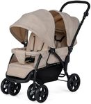 COSTWAY Double Pushchair, Foldable Twin Tandem Stroller with Adjustable Backrest, Push Handle & Footrest, 5 Points Safety Belts, Sunshade, Storage Basket, for from Birth to 15kg (Khaki)