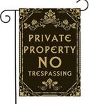 DZGlobal Private Property No Trespassing Sign Flag Garden Decor for Outside Warning Sign Yard Flags 12 x 18 Double Sided