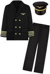 Davsolly Kids Pilot Uniform Boys Airline Captain Costume for Halloween (Kids Pilot Uniform, 7-8 Years)