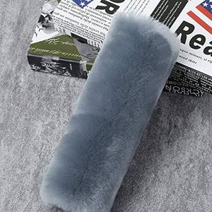 OGLAND Genuine Sheepskin Soft Fuzzy Car Seat Belt Pad, Comfy Fluffy Seat Belt Cover for Shoulder Pad Neck Cushion Protector Car Accessories Woman Man Girl(1Pcs/Blue Gray)