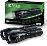 EcoGear FX LED Tactical Flashlight - TK120 Handheld Light with 5 Light Modes, Water Resistant, Zoomable - Best Camping, Outdoor, Emergency, Everyday Flashlights for Men [2 Pack]