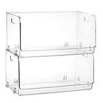 Nicunom 2 Pack Stackable Plastic Storage Bins Open Front, Clear Pantry Organizer Bins Household Food Storage Bin for Kitchen, Countertops, Cabinet, Shelf, Fridge,Pantry