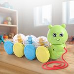 Play Nation Premium Caterpillar Pull Along Toy for Kids | Pull String Plastic Toys for Babies | Preschool Toys | Encourage Walking, Build Gross Motor Skills and Hand-Eye Coordination