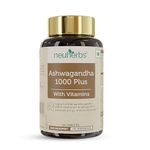 Neuherbs Ashwagandha 1000 Plus [Manage Anxiety & Stress Relief] Enhanced Absorption & Antioxidants Rich with vitamin E & B-complex for General wellness, Immunity Booster & Improve Vigour - 60 Tabs