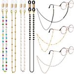 4 Pcs Eyeglasses Chains, Colorful Beads Sunglasses Chain Eyewear String Holder Glasses Cord Lanyard Stocking Stuffers Gift for Women