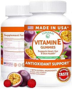 Lunakai USA Made Vitamin E Gummies 400IU with Vitamin C - Delicious, Vegan, Non-GMO Supplement for Daily Skin & Eye Support, d-Alpha Tocopherol, 60ct