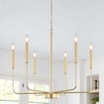 ASHUAQI Gold Chandelier 6 Lights Chandeliers Ceiling Light, Height Adjustable Pendant Light, E14 Modern Chandelier Gold Ceiling Light for Dining Room, Living Room, Kitchen, Hallway, Bedroom