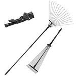 Pelle & Sol Garden Rake | Rake for Gardening | 38-63 inch Adjustable Soil Rake Artificial Grass Rake 25 tines, Moss Rake for Quick Clean Up of Lawn and Yard Garden Rakes Gifts Lawn Leveller, Black