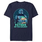 Men's Star Wars: The Mandalorian Father's Day Best Father in the Galaxy T-Shirt - Navy Blue - Medium