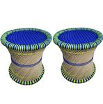 Ajmeri Mudda and Handicrafts Stool (Multicolor) - Set of 2