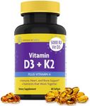 InnovixLabs Vitamin D3 K2-5000 IU Vitamin D3 Plus 600 mcg Vitamin K2 MK4 and MK7 for Max Calcium Absorption, Supports Bone, Immune, Heart Health, 3rd Party Tested, Gluten Free, 60 Softgels