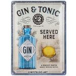 Nostalgic-Art Retro Tin Sign – Gin & Tonic Served Here – Gift idea for cocktail fans, Metal Plaque, Vintage design for wall decoration, 30 x 40 cm