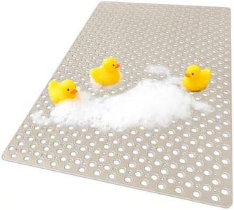 Extra Large Shower Mat, Yonala 47 x 32 Inch Non Slip Shower Mats for Inside Shower, Soft TPE Shower Floor Mat with Suction Cups and Drain Holes, Machine Washable Bathroom Shower Mat, Easy to Clean