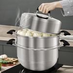 Mano 2-Tier Stainless Steel Steamer Pot 11 Inch Steam Pot Set Cooking Pot with Lid Multipurpose Cookware Pots Stock Pot Sauce Pot with Handle