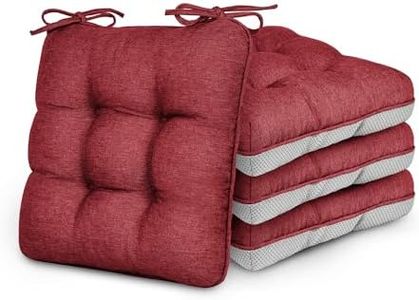 Love's cabin Memory Foam Chair Cushions Set of 4, Outdoor/Indoor Chair Pads for Dining Chairs 4 Pack, Seat Cushions for Kitchen, Dining Room, Office, Patio Chairs, 19"x19"x3.5" Burgundy