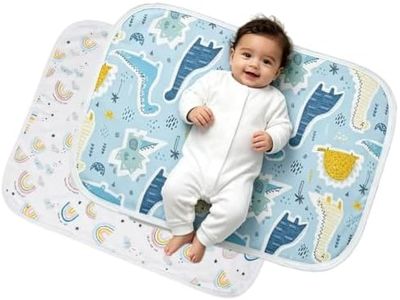 Baby Reusable Diaper Changing Pad for Home and Travel,Portable Waterproof Urine Mat… (Blue White, M (19.69 x 27.56 Inch))